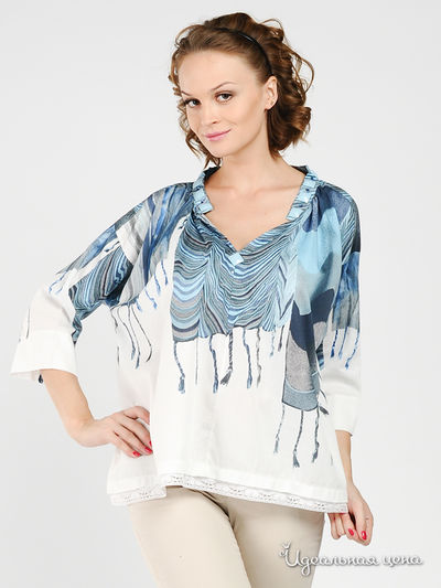 Блуза Didier Parakian, цвет цвет голубой / белый