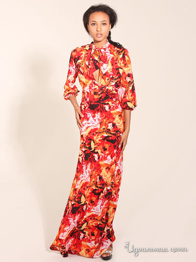 Платье Angelina Dubrovskaya, цвет цвет красный / принт цветы