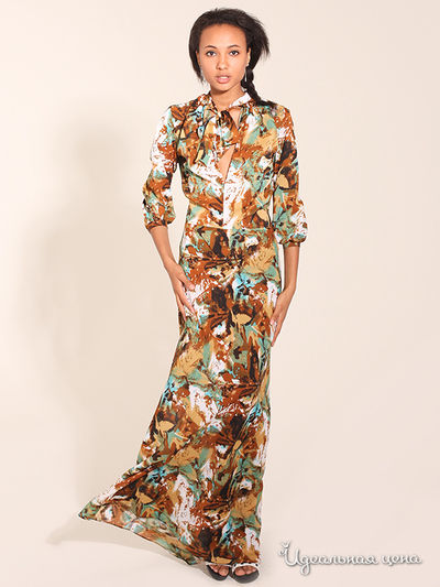 Платье Angelina Dubrovskaya, цвет цвет коричневый / принт цветы