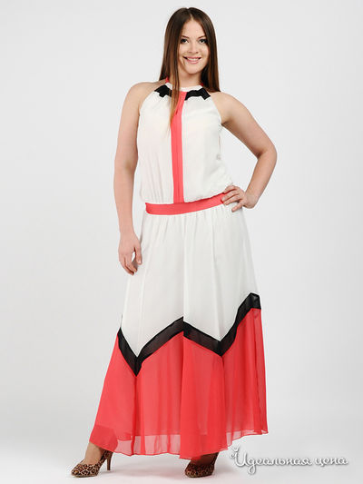 Платье Bovona, цвет цвет белый / коралловый