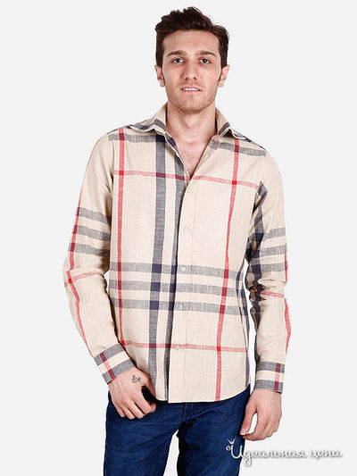 Рубашка Burbberry, цвет цвет бежевый / клетка