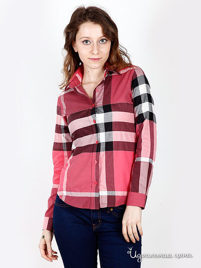 Рубашка Burbberry, цвет цвет красный / клетка