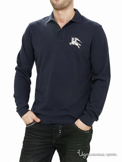 Поло, длинный рукав Burbberry, цвет цвет темно-синий