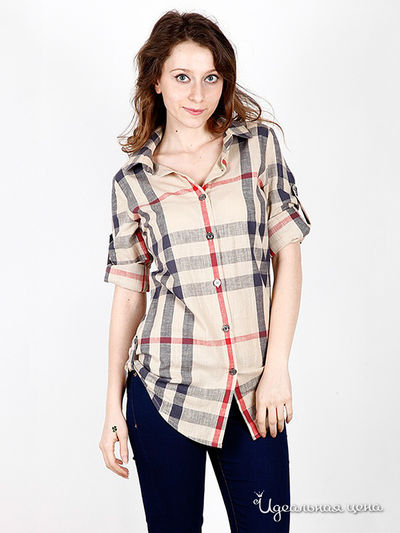 Рубашка Burbberry, цвет цвет бежевый / клетка