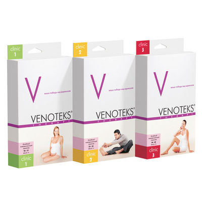 Чулки Venotex для женщин с ажурным верхом, цвет телесный