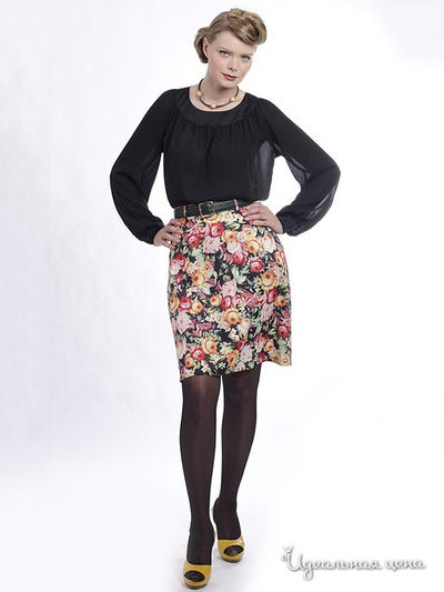 Юбка Mirella Sole, цвет черный,цветы
