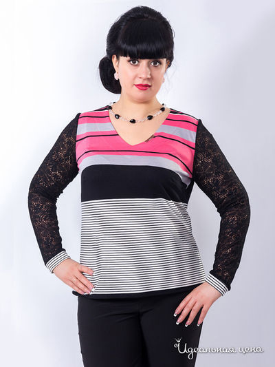 Блуза Wisell, цвет Черно-серо-розовый