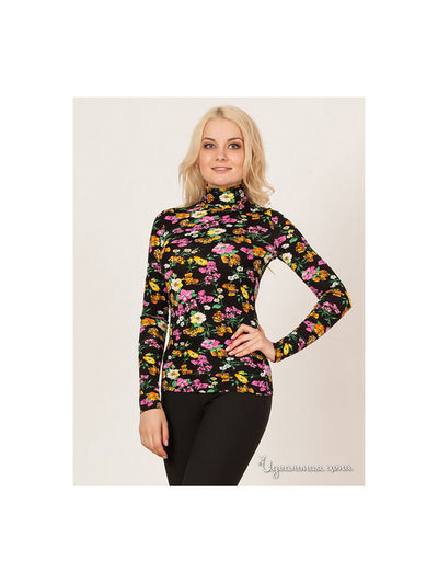 Блуза Remix, цвет черный,цветы