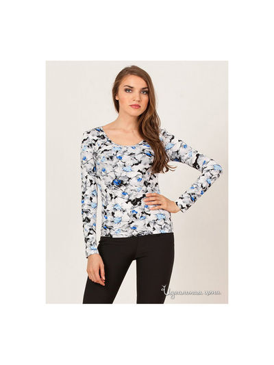 Блуза Remix, цвет серый, синий, принт цветы
