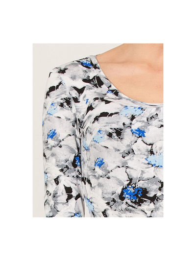 Блуза REMIX, цвет серый, синий, принт цветы