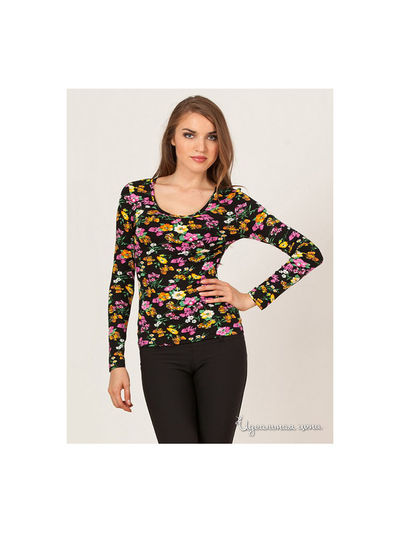 Блуза Remix, цвет черный,цветы