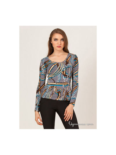 Блуза Remix, цвет серый, принт золотые узоры