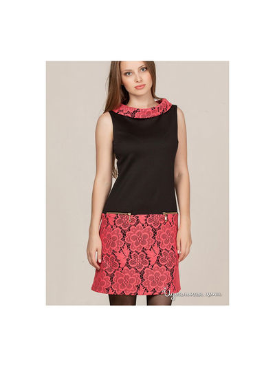 Платье Remix, цвет черный,коралл