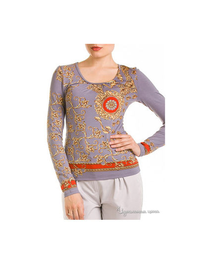 Блуза Remix, цвет серое, принт золотые узоры