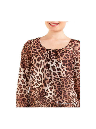 Блуза REMIX, принт леопард, молочный