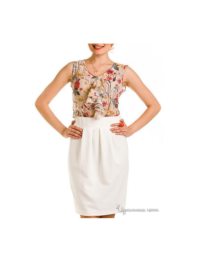 Блуза Remix, цвет принт цветы на бежевом