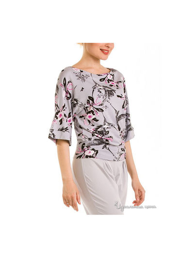 Блуза Remix, цвет принт птички на сером