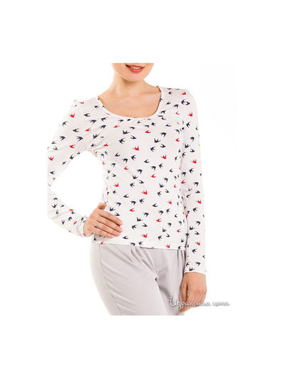 Блуза Remix, цвет принт птицы на белом