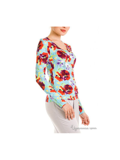 Блуза Remix, цвет принт цветы на голубом