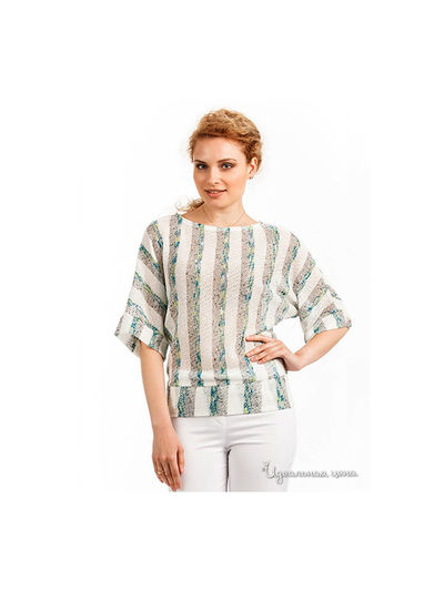 Блуза Remix, цвет белый, серый, зеленый, полоска