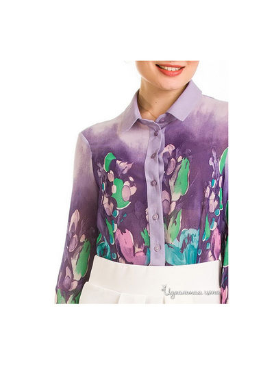 Блуза Remix, цвет принт цветы на голубом