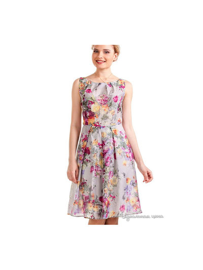 Платье Remix, цвет светлый серый, принт цветы