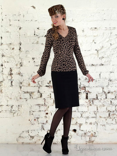 Блуза Valeria Lux, цвет хаки-чёрный, леопард