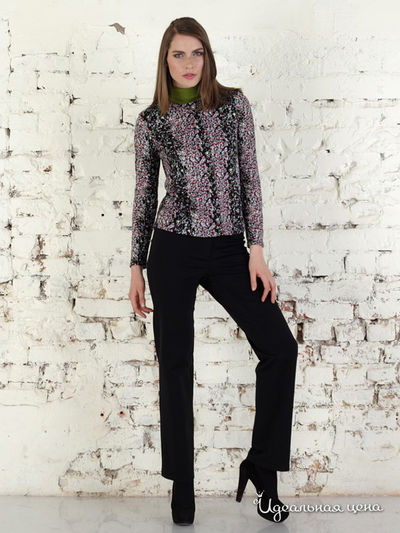 Жакет Valeria Lux, цвет черный, мелкие красные цветочки