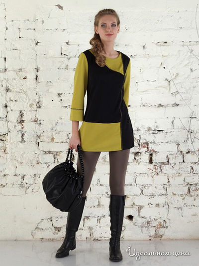 Туника Valeria Lux, цвет черный-фисташковый