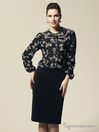 Блуза Valeria Lux, цвет белые бантики на синем