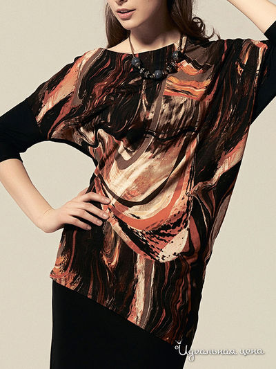 Туника Valeria Lux, цвет чёрный, коричневый, разводы