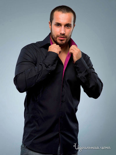 Рубашка Jess France, цвет Черная с сиреневой отделкой