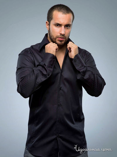 Рубашка Jess France, цвет Черная в сиреневую полоску