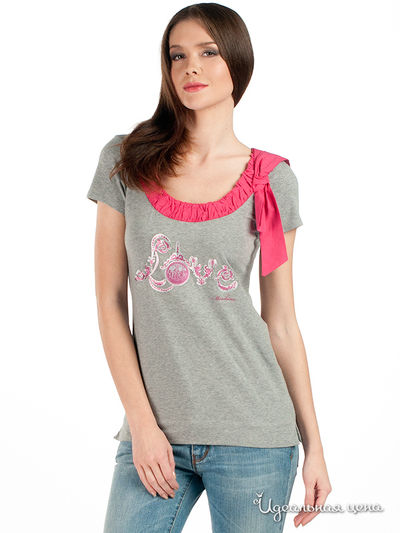 Футболка Love Moschino, цвет серый, розовый