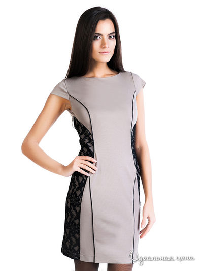 Платье Bovona, цвет бежевый, черный