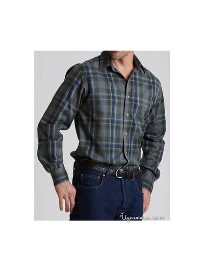 Рубашка Savile Row, цвет зелёный, синий, серый