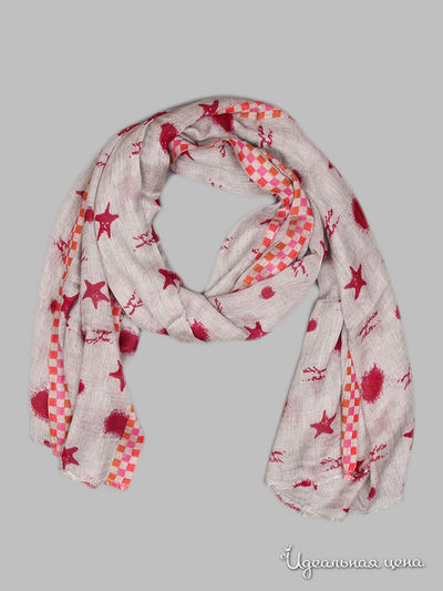 Палантин Passigatti, цвет бежевый, розовый рисунок