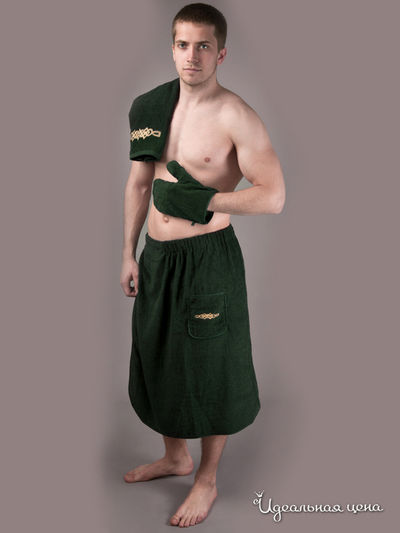 Банный комплект, 3 предмета Softline, цвет темно-зеленый