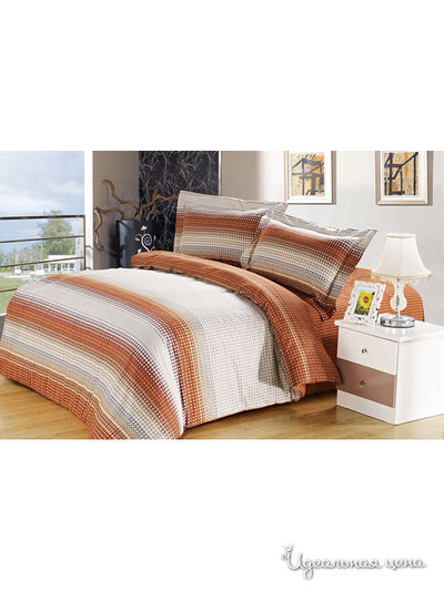 Комплект постельного белья, 2-х спальный Softline, цвет белый, коричневый