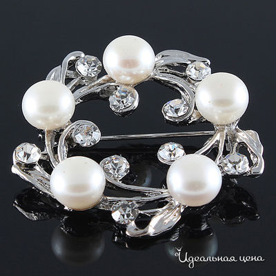 Брошь Migura, цвет белый, серый