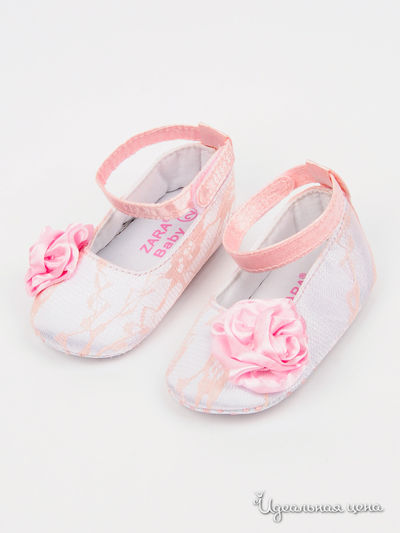 Пинетки Zara, цвет белый, розовый