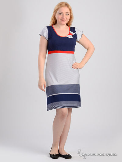 Платье Alfa, цвет синий, белый