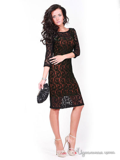 Платье La Cafe, цвет коралловый, черный