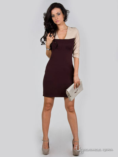 Платье La Cafe, цвет коричневый, бежевый