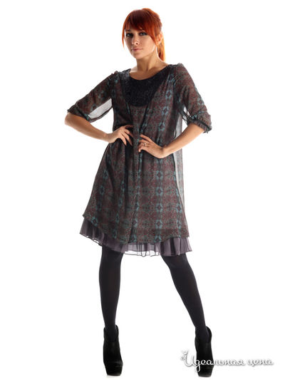 Платье Artwizard, цвет серый/бирюзовый/бордовый