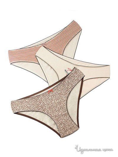 Трусы-слипы (3 шт) Dentelle, цвет коричневый