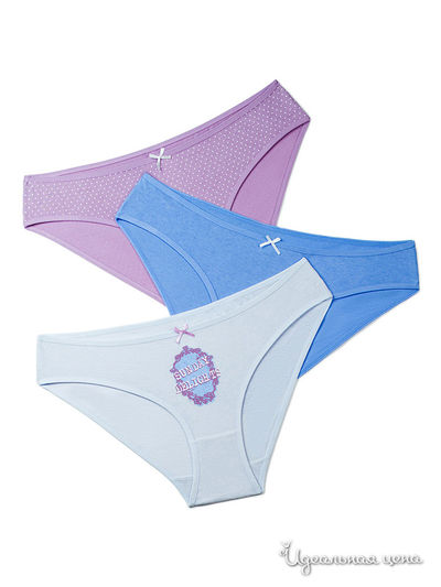 Трусы-слипы (3 шт) Dentelle, цвет белый, голубой, сиреневый