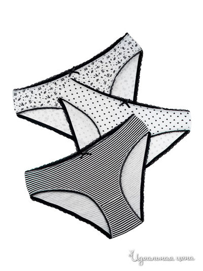 Трусы-слипы (3 шт) Dentelle, цвет белый, черный