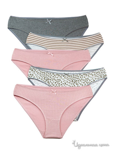 Трусы-слипы (5 шт) Dentelle, цвет серый, розовый