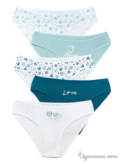 Трусы-слипы (5 шт) Dentelle, цвет белый, зеленый